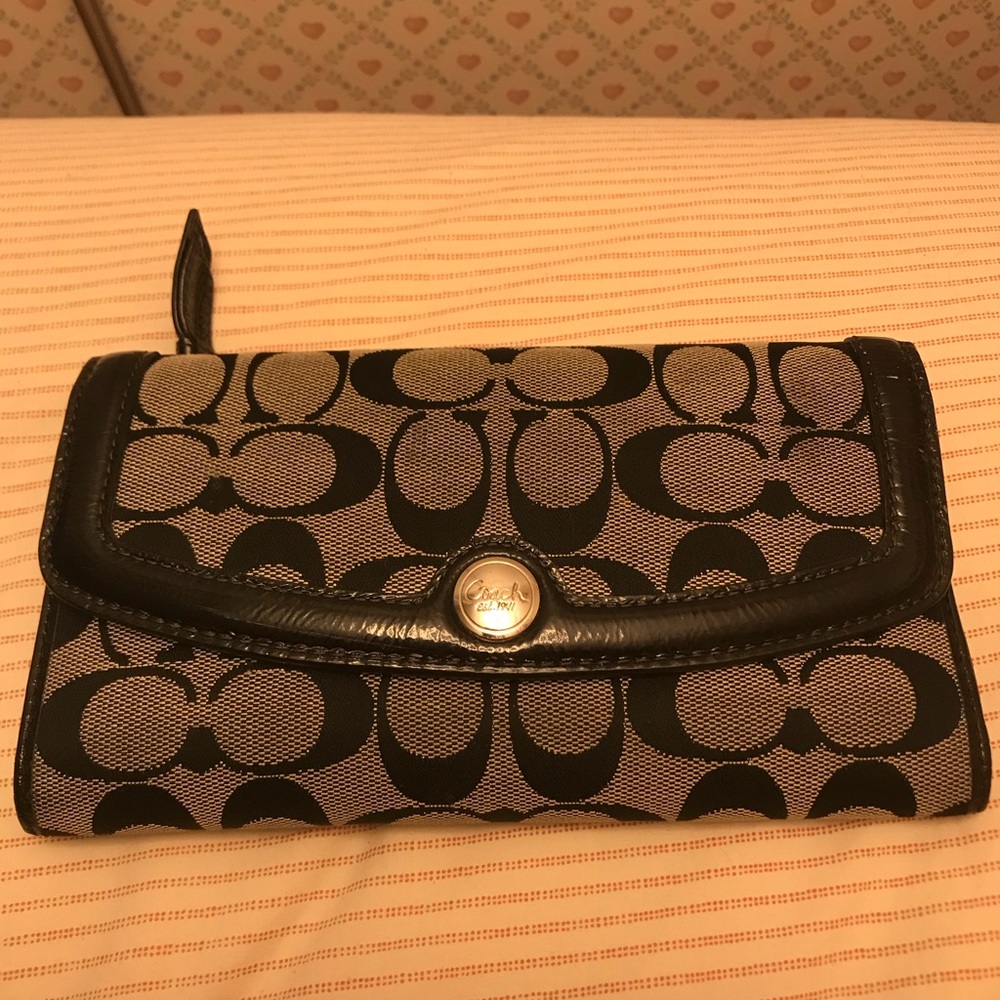 Black and grey coach wallet